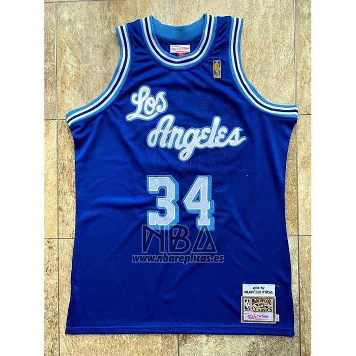 Camiseta Los Angeles Lakers Shaquille O'Neal NO 34 Retro 1996-97 Azul